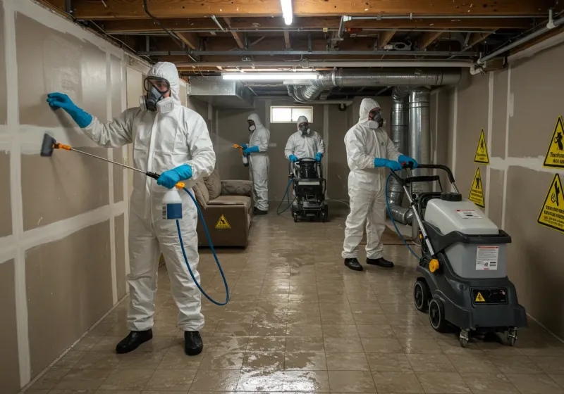 Basement Moisture Removal and Structural Drying process in Bourbon, IN